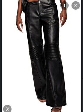 I.AM.GIA Black Faux Leather Moto Pants for Women_1